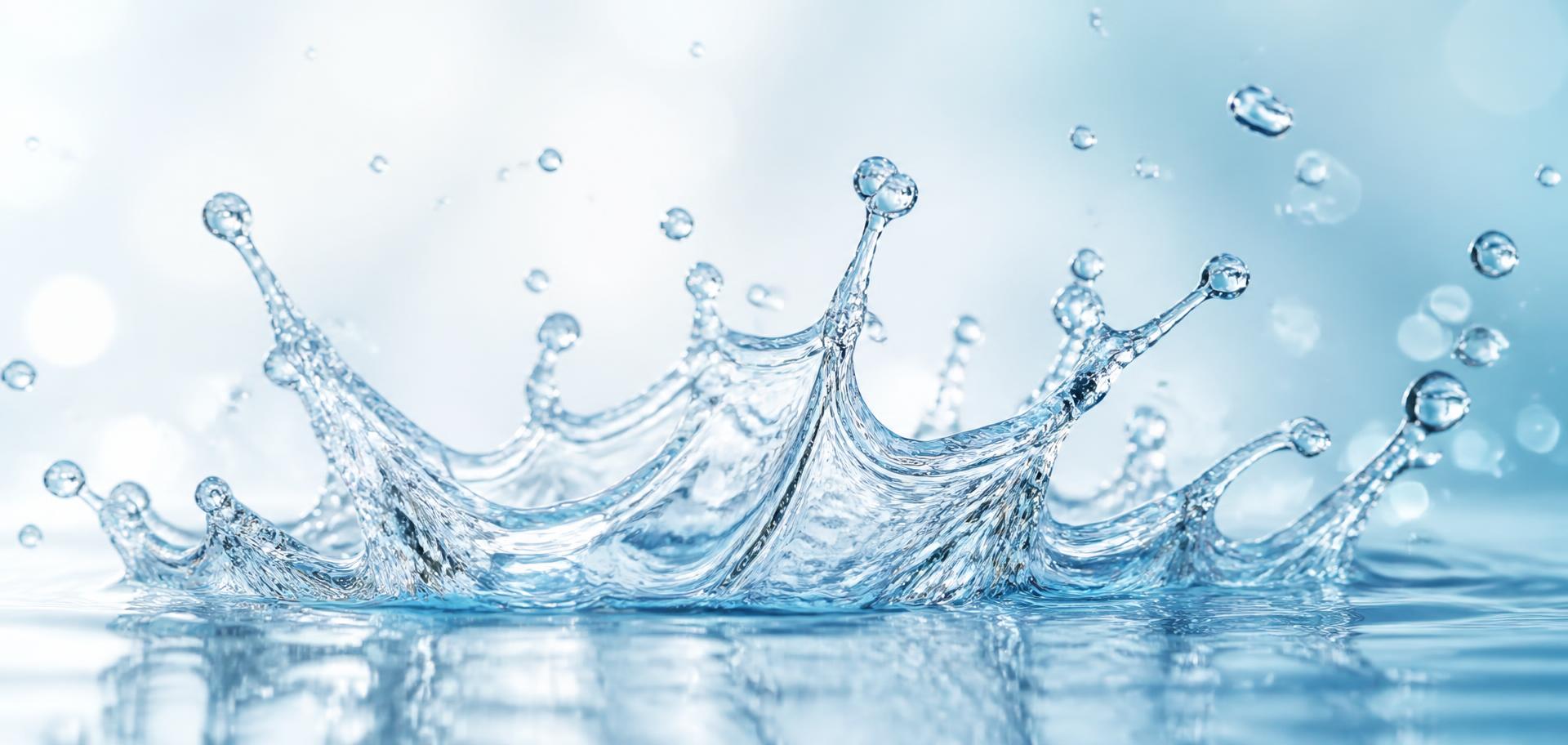 Macro photograph of a crystal clear water splash